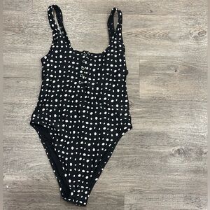 Aerie Black and White Polka Dot Swimwear